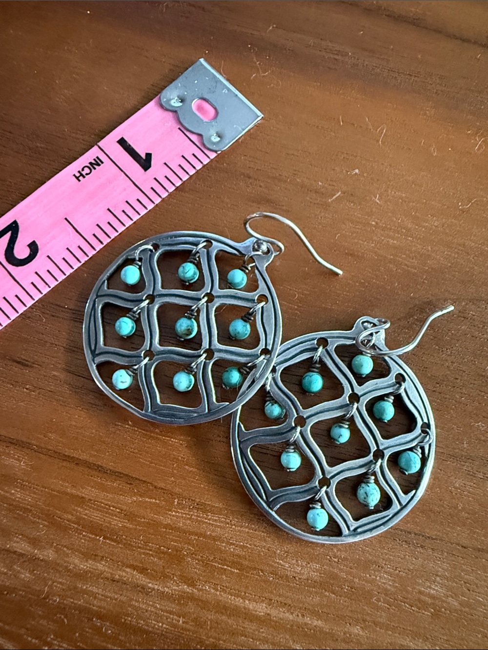 Silpada Sterling Silver Filigree Earrings with Turquoise Beads - Picture 3 of 3